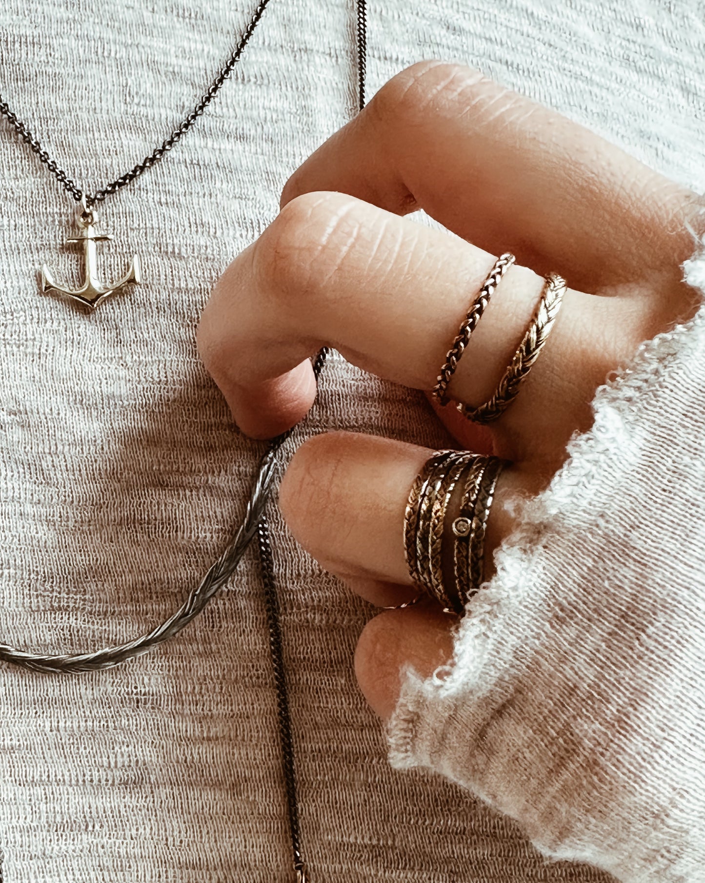 Braid Ring - Gold with red diamond