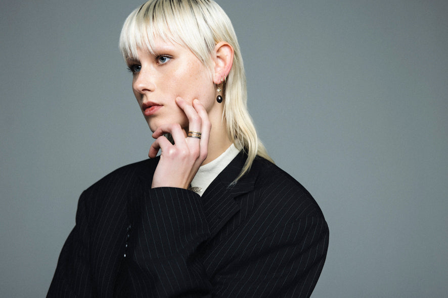 Braid Ring - Gold with black diamond