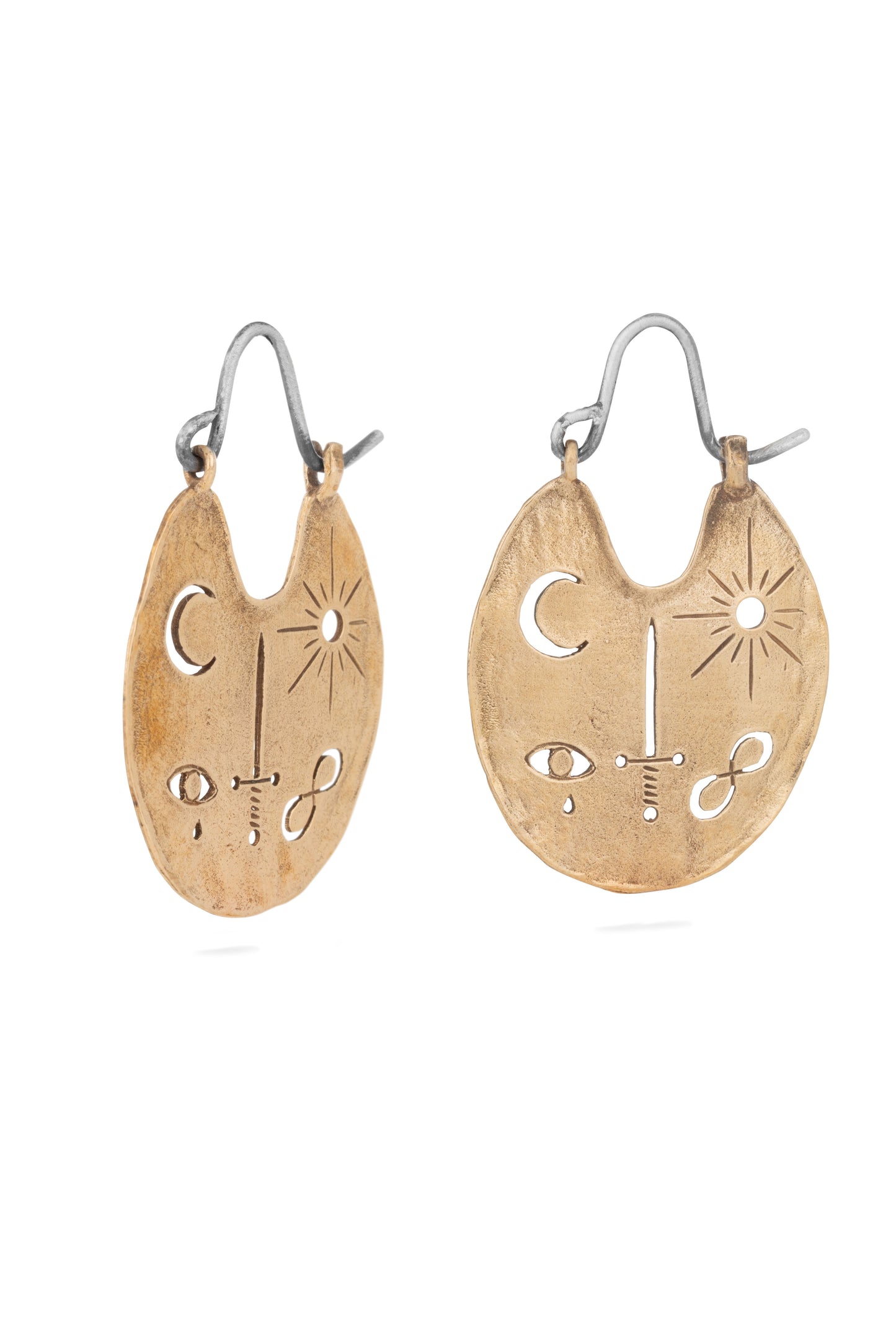 TÁKN / SYMBOLS Earrings Bronze with cut out symbols