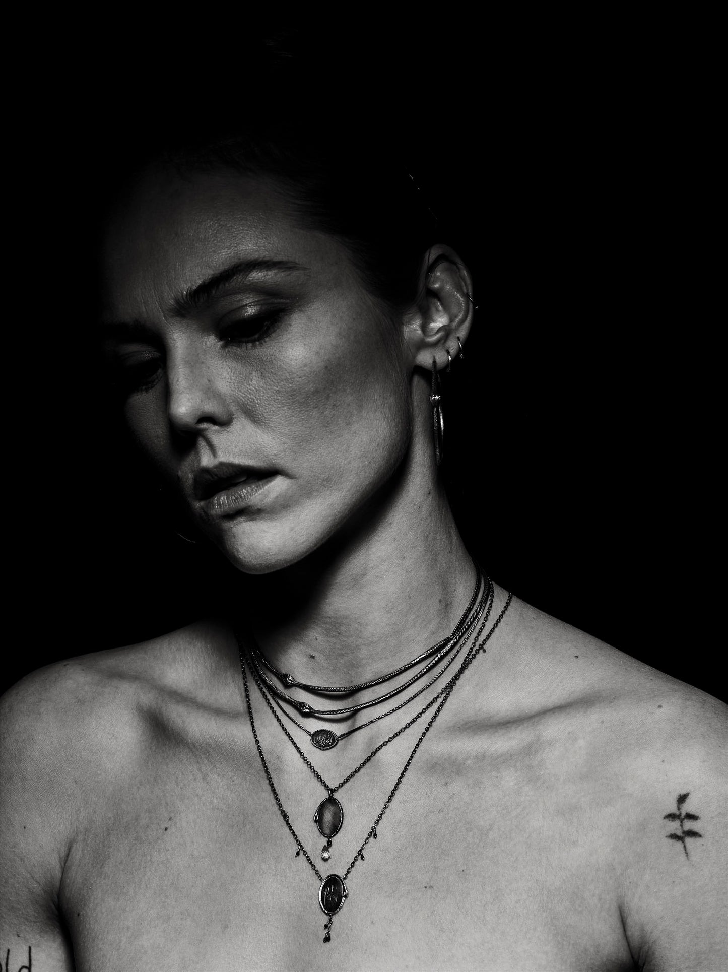 Ouroboros necklace - small horizontal silver signet