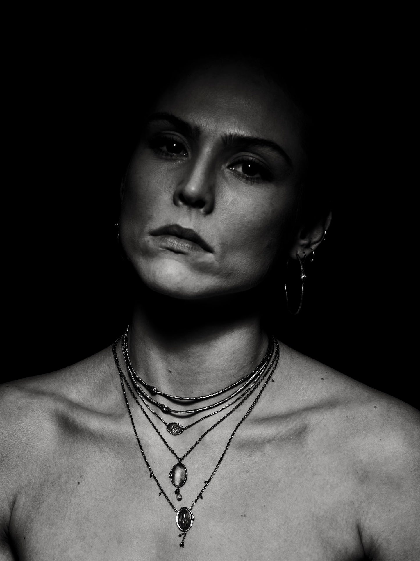 Ouroboros necklace - big silver signet with stones