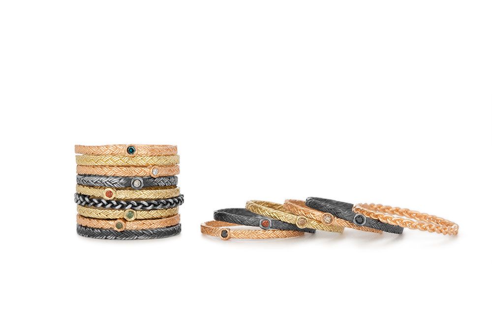 Braid Ring - Gold with white diamond