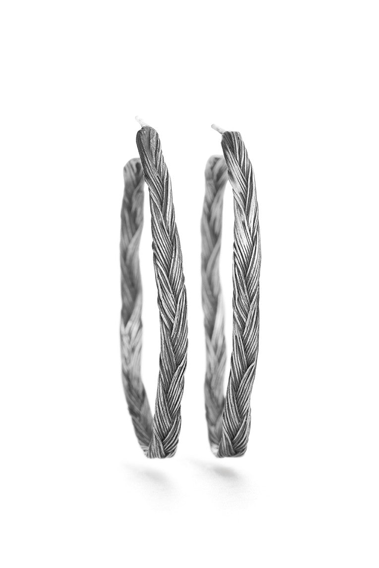 Braid Earrings - Silver hoops