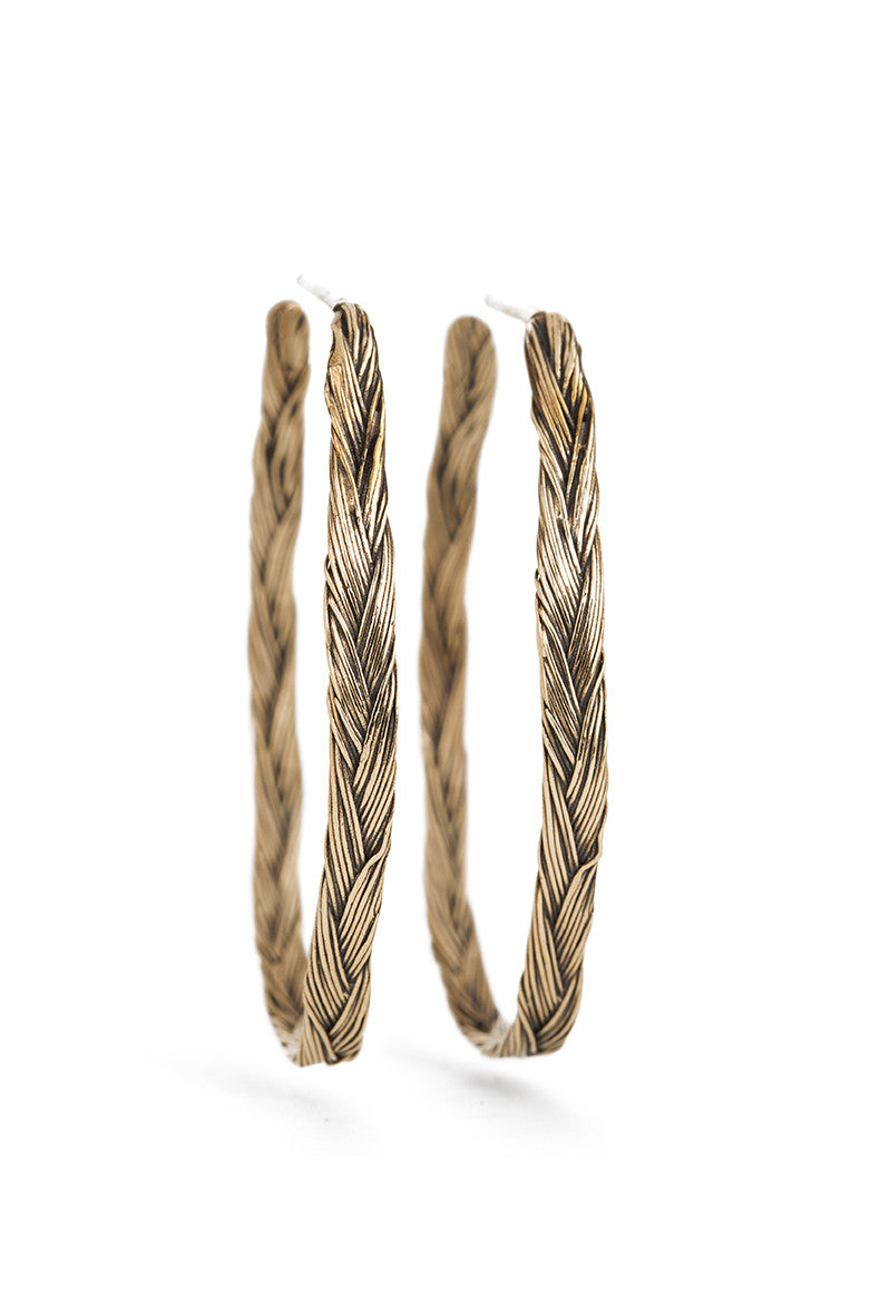 Braid Earrings - Bronze hoops