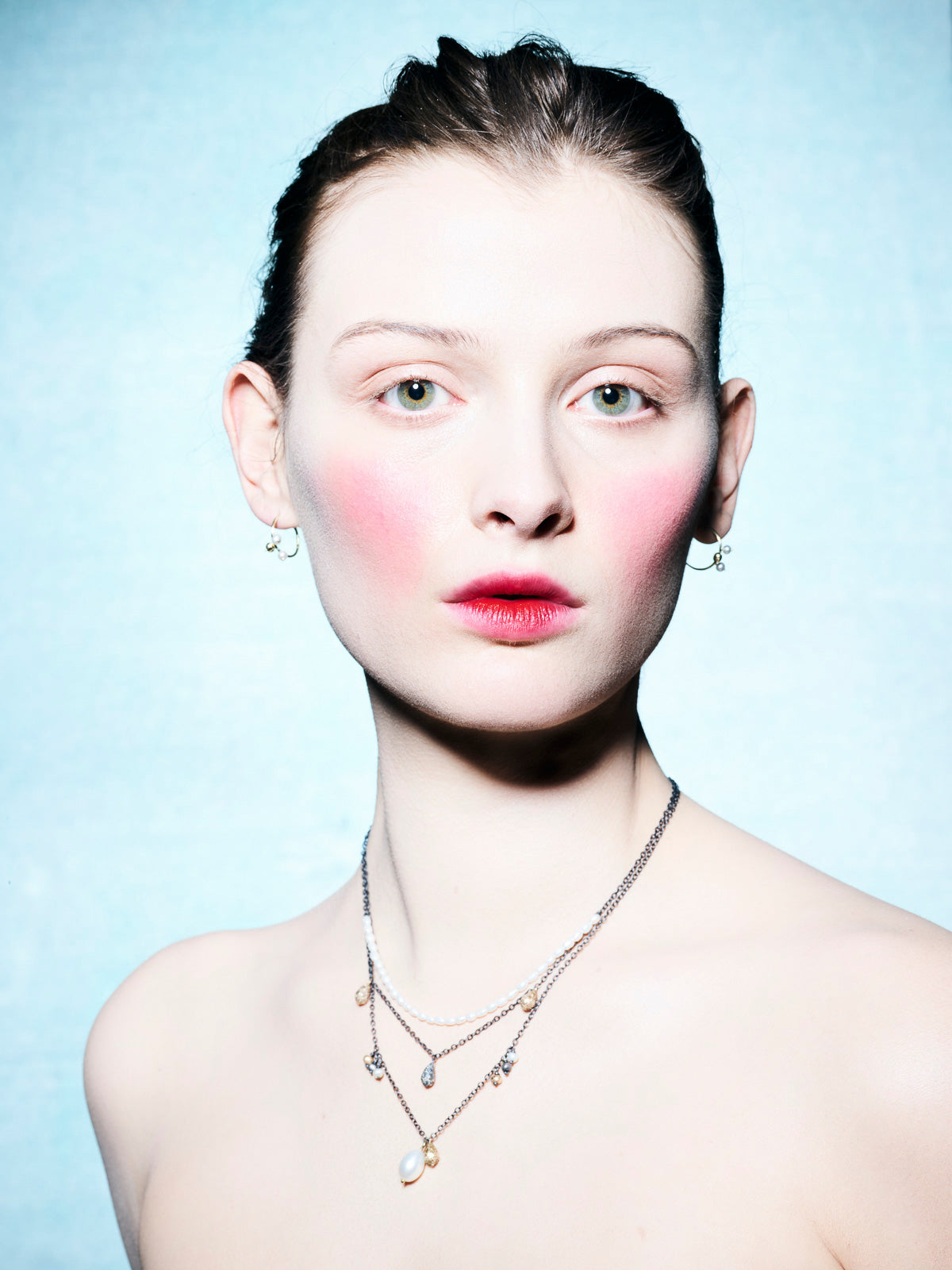 Sea necklace - with big white pearl & bronze drop