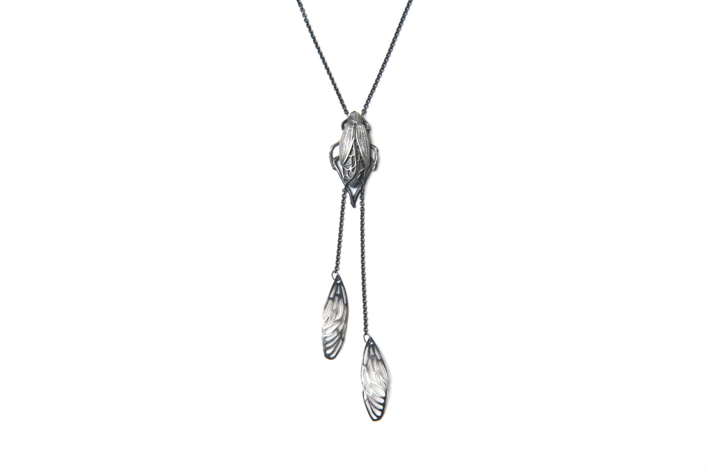 Scarab Necklace - Big silver beetle