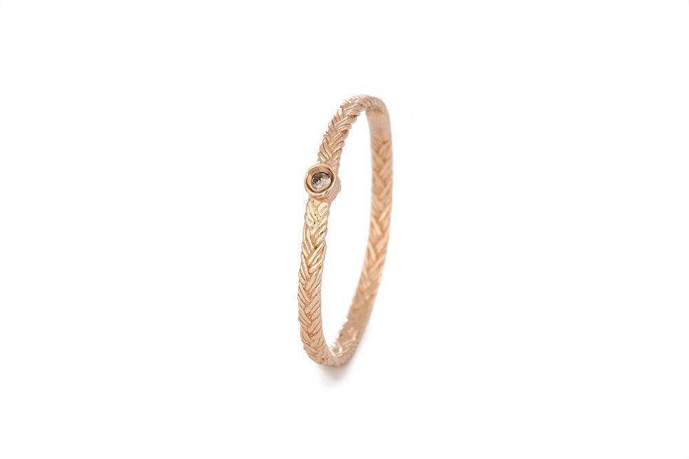 Braid Ring - Pink Gold with diamond