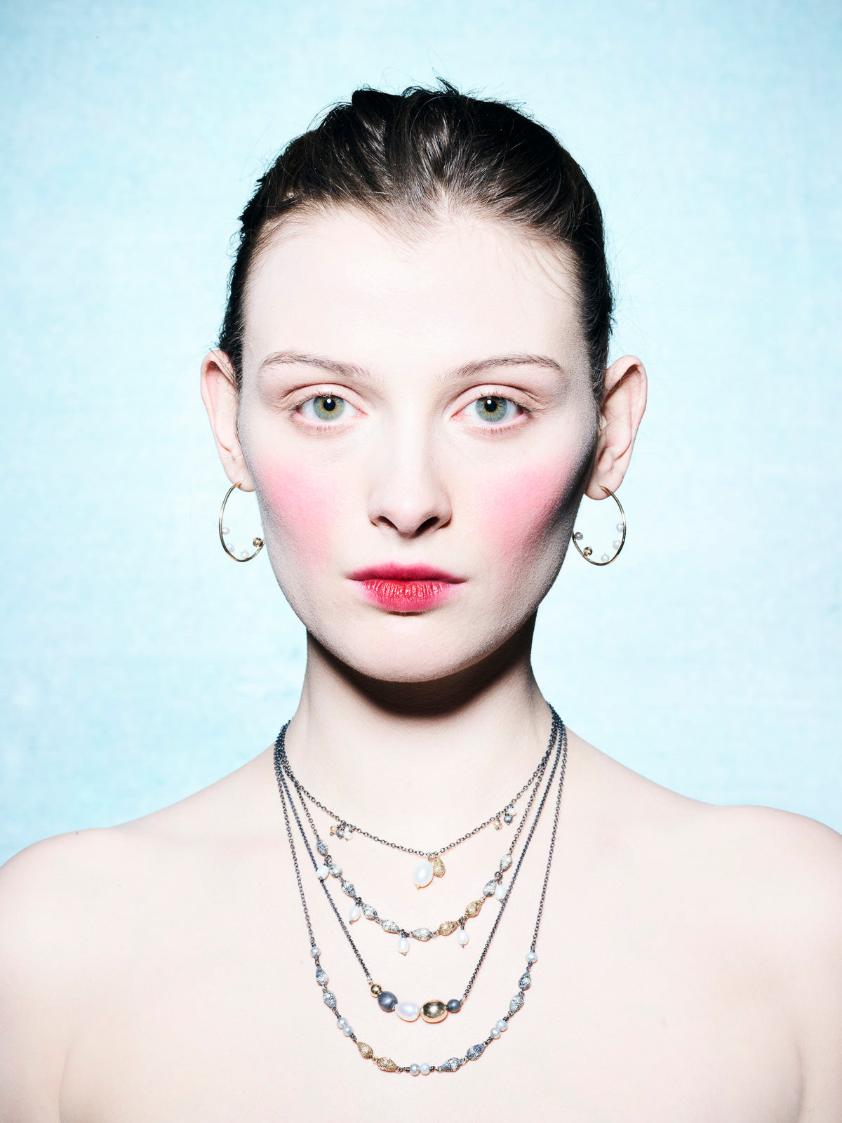 Sea necklace - long with big white pearl