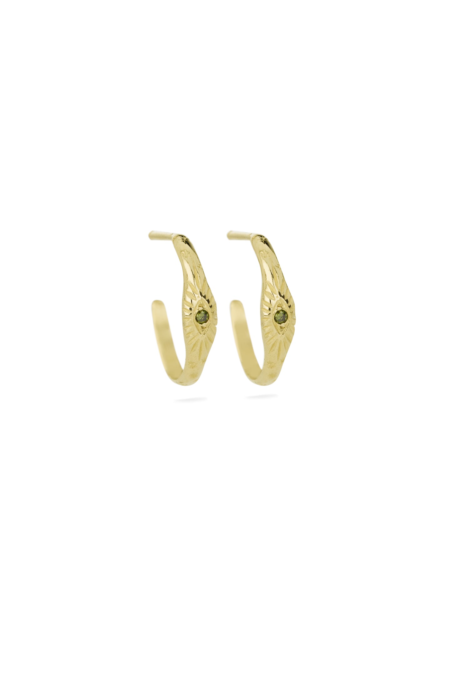 TÁKN / SYMBOLS - Earrings Gold with The Eye engraved
