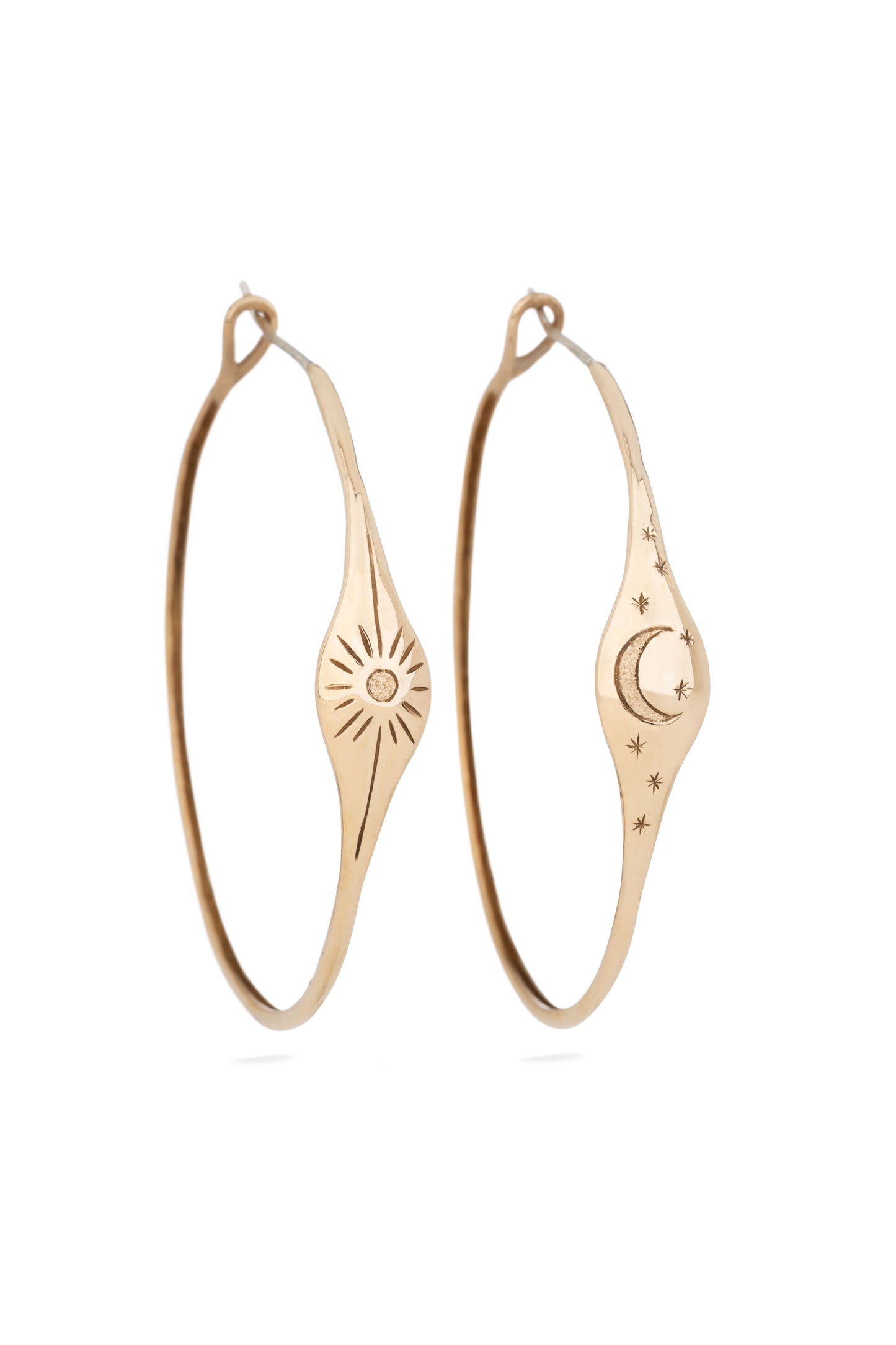 TÁKN / SYMBOLS - Earrings Bronze Sun&Moon Hoops