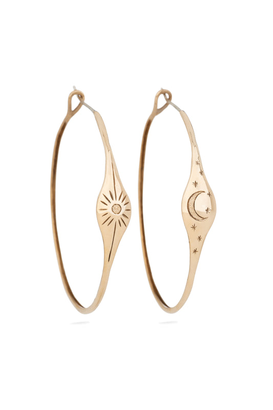 TÁKN / SYMBOLS - Earrings Bronze Sun&Moon Hoops