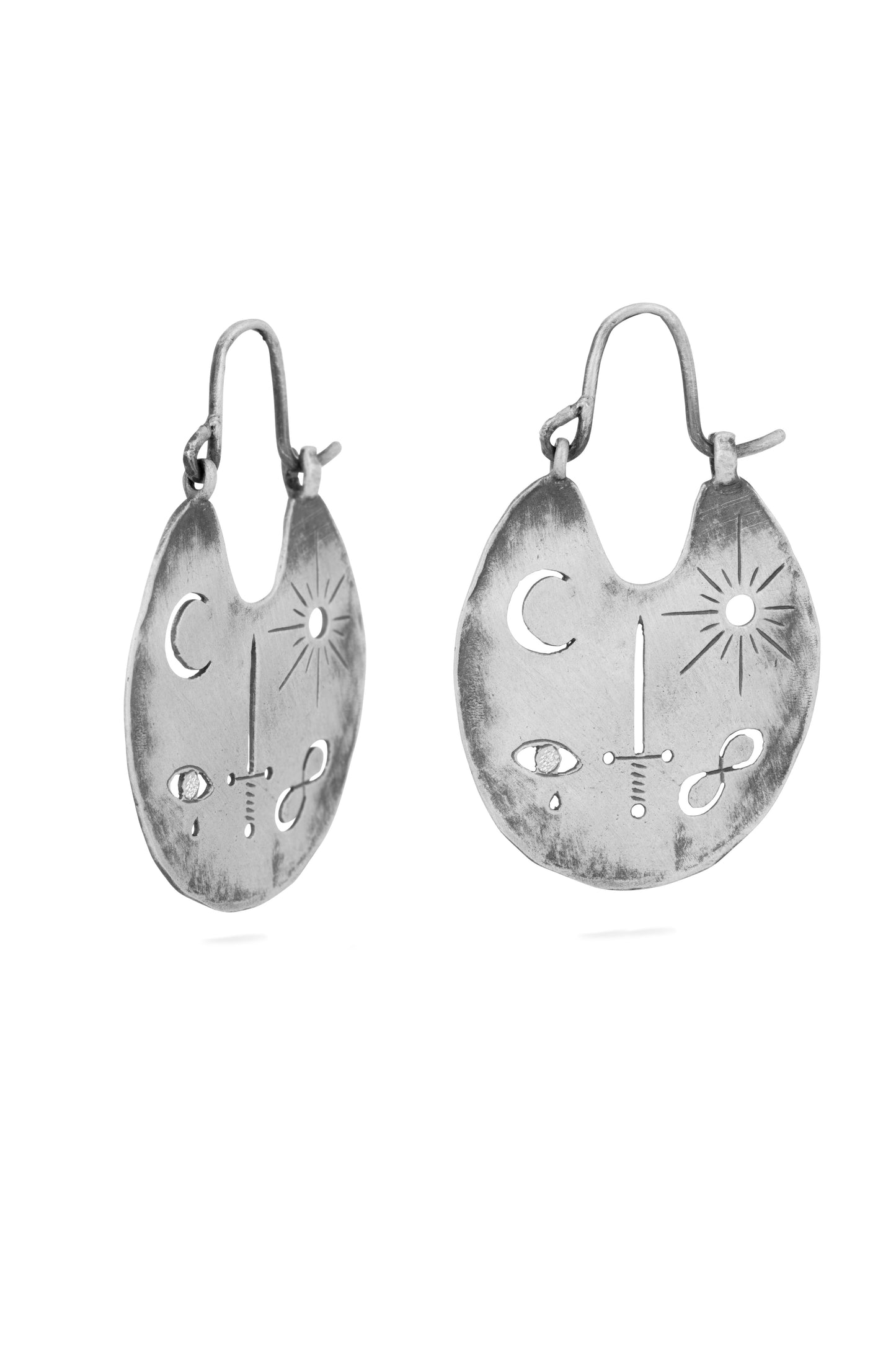 TÁKN / SYMBOLS - Earrings Silver with cut out symbols