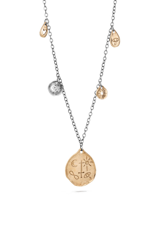 TÁKN / SYMBOLS - Necklace with big bronze coin