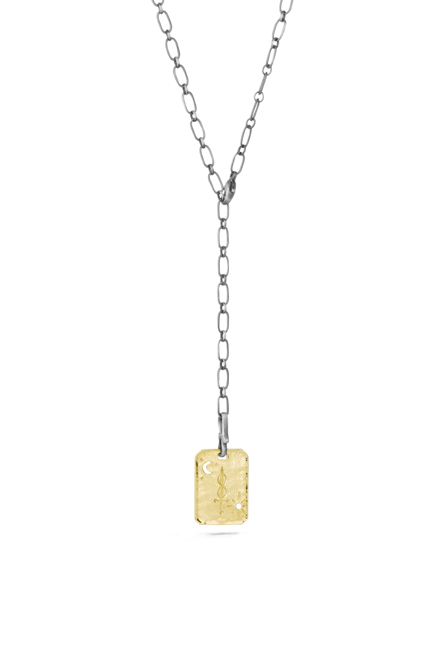 TÁKN / SYMBOLS - Necklace. 14ct gold rectangular pendant