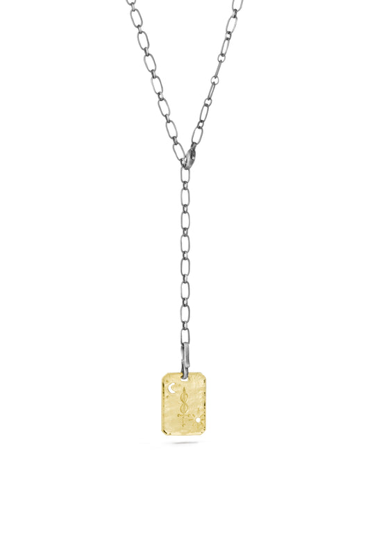 TÁKN / SYMBOLS - Necklace. 14ct gold rectangular pendant