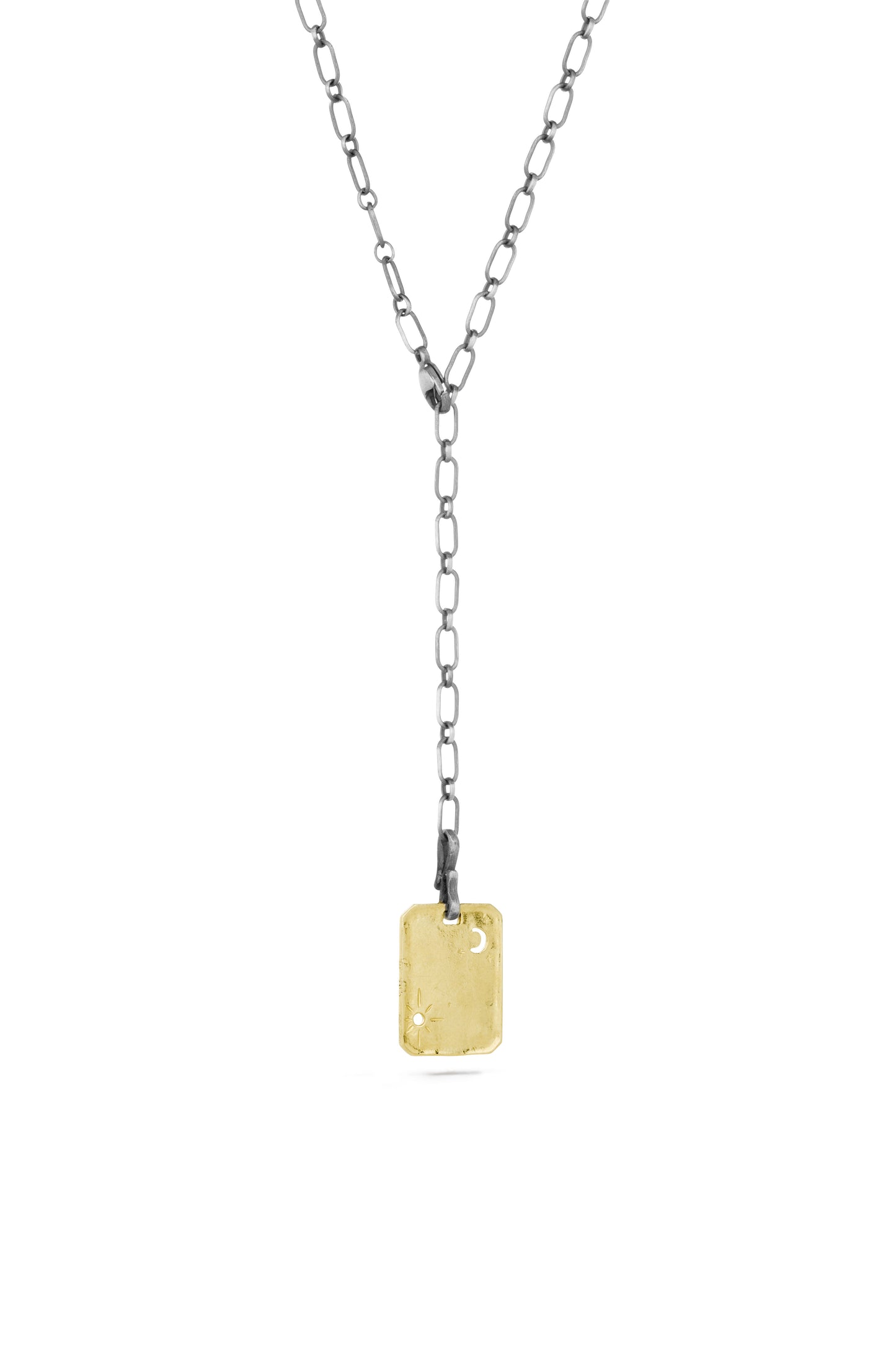TÁKN / SYMBOLS - Necklace. 14ct gold rectangular pendant