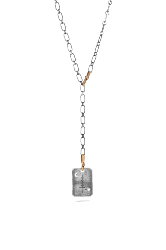 TÁKN / SYMBOLS - Necklace. Silver rectangular pendant