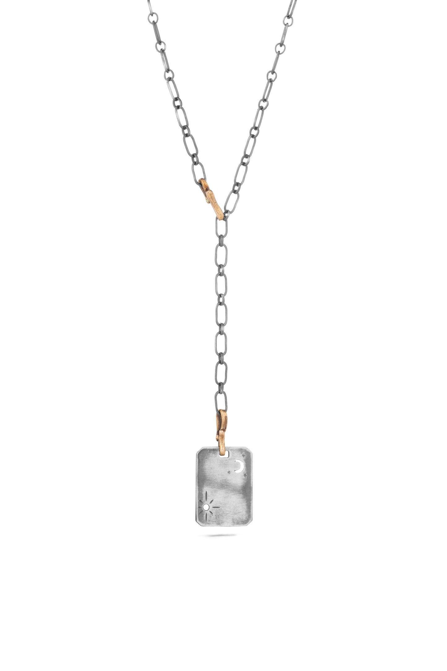 TÁKN / SYMBOLS - Necklace. Silver rectangular pendant
