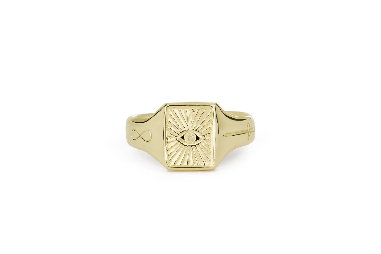 TÁKN / SYMBOLS - Ring. Big 14 ct gold with Eye Sword Eternity