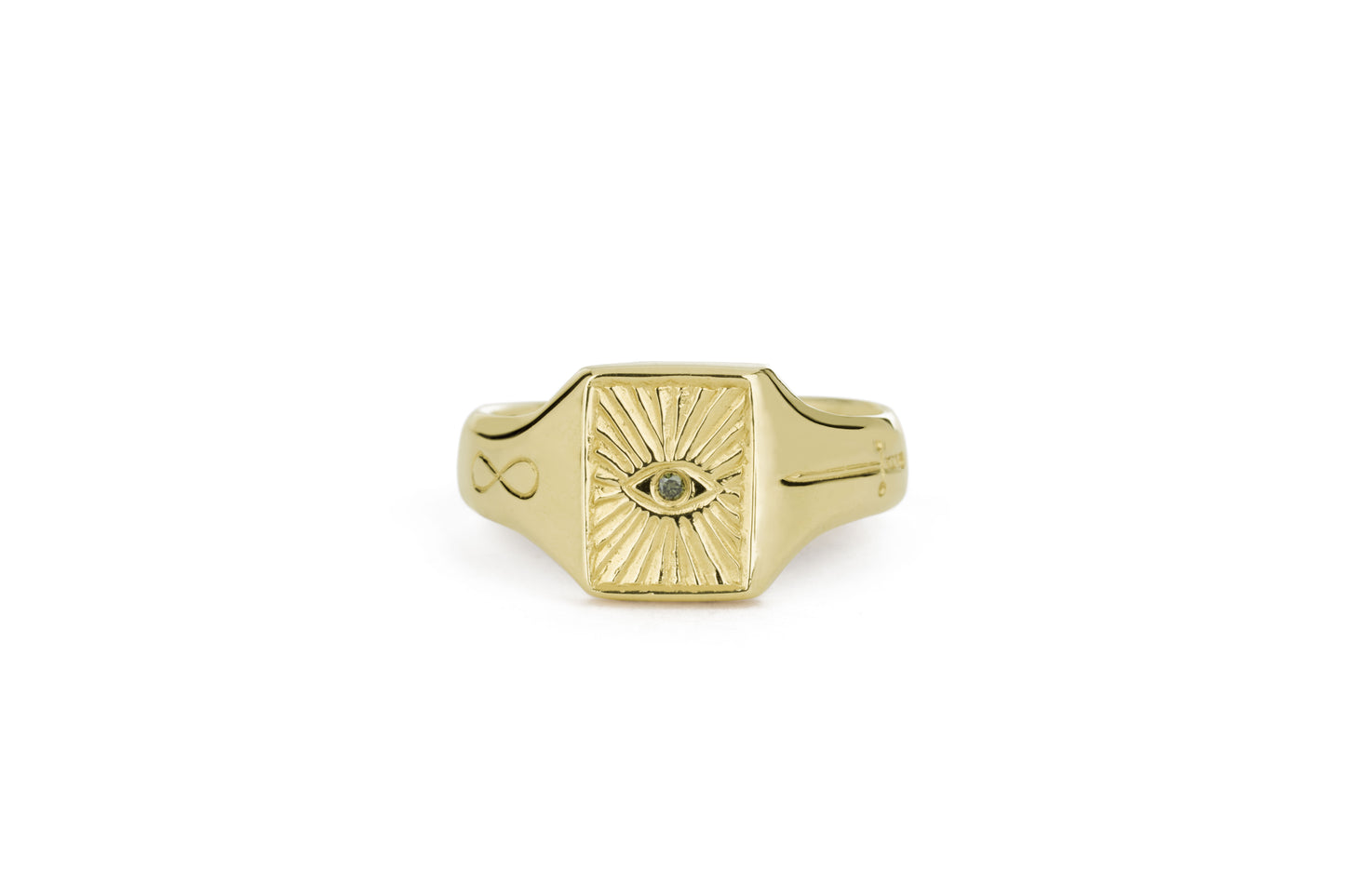 TÁKN / SYMBOLS - Ring. Big 14 ct gold with Eye Sword Eternity