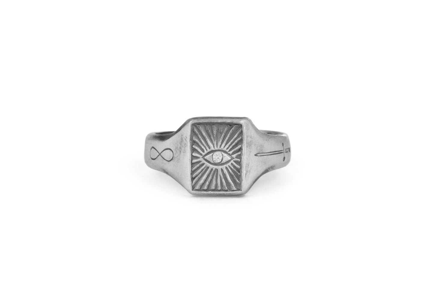 TÁKN / SYMBOLS - Ring. Big silver with Eye Sword Eternity
