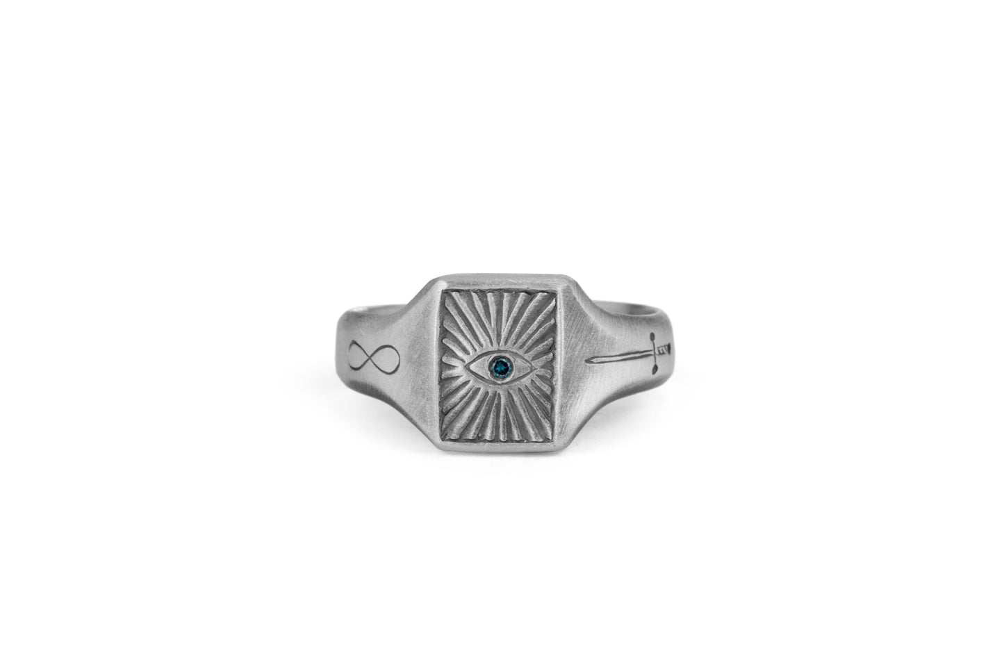 TÁKN / SYMBOLS - Ring. Big silver with Eye Sword Eternity