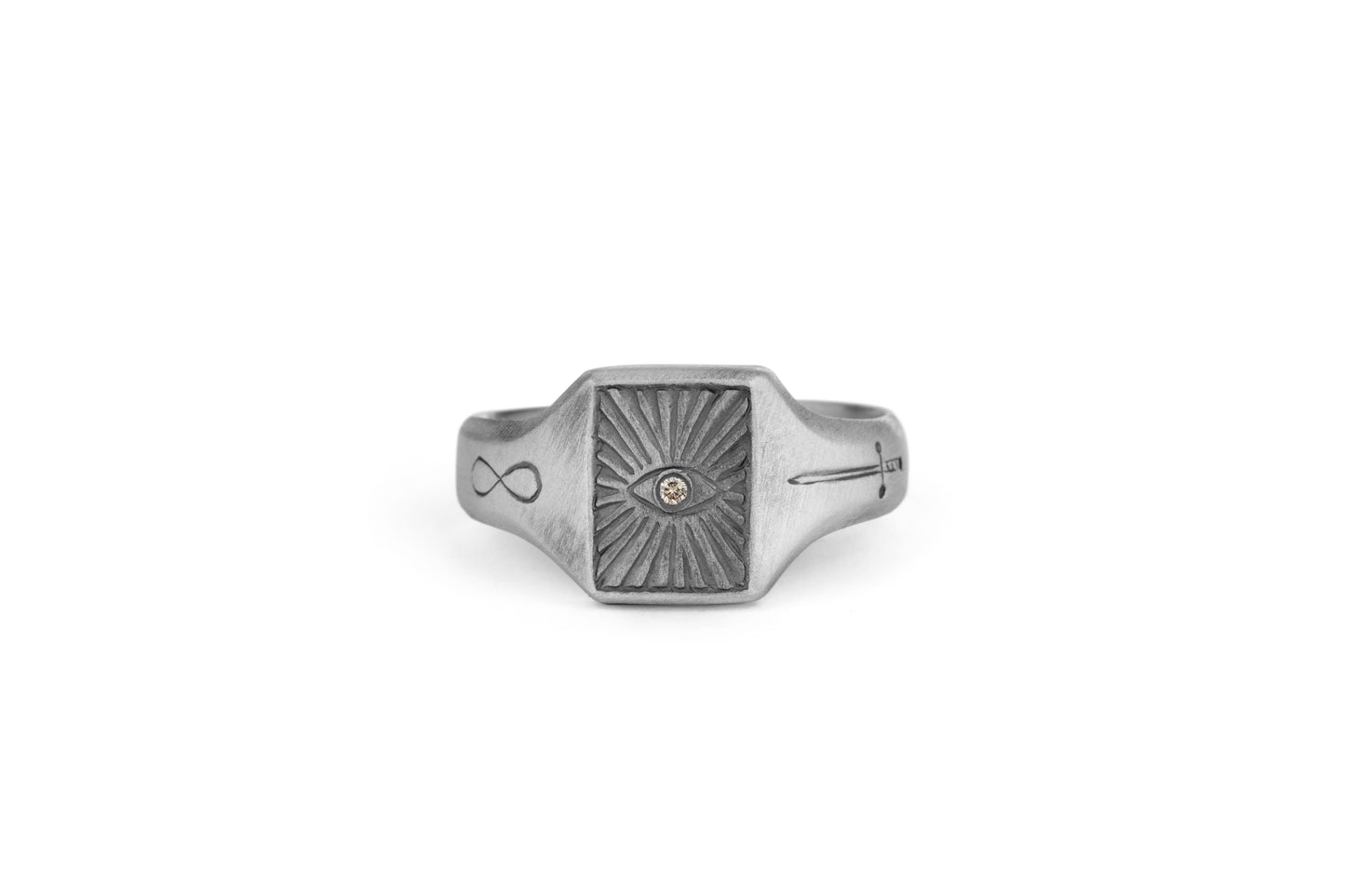 TÁKN / SYMBOLS - Ring. Big silver with Eye Sword Eternity