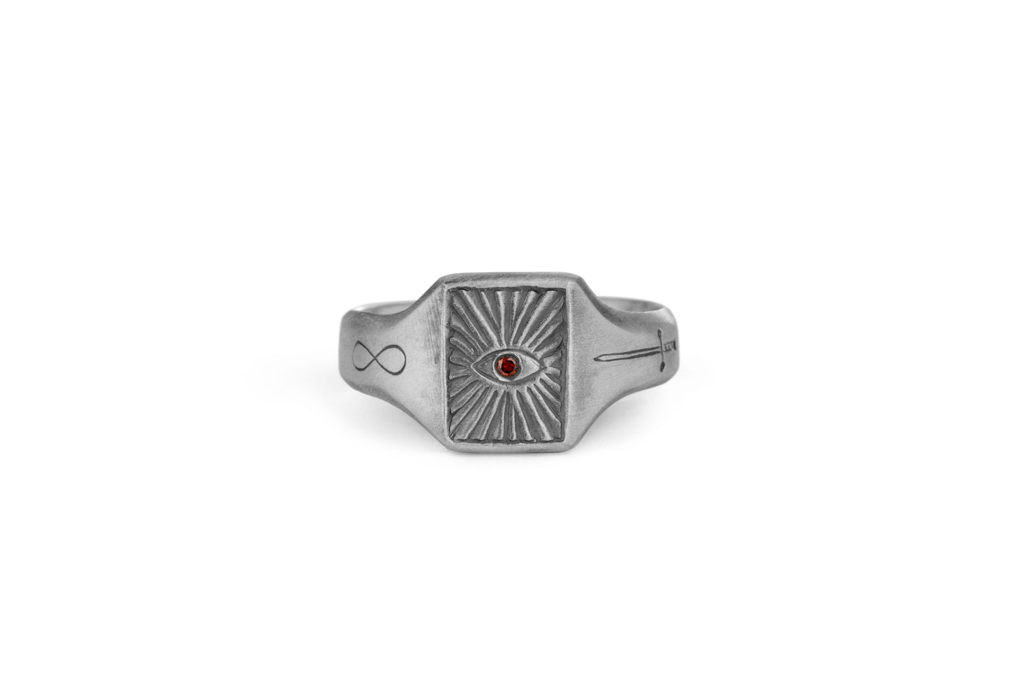 TÁKN / SYMBOLS - Ring. Big silver with Eye Sword Eternity