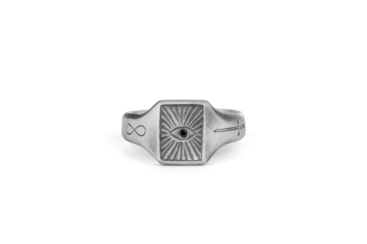 TÁKN / SYMBOLS - Ring. Big silver with Eye Sword Eternity