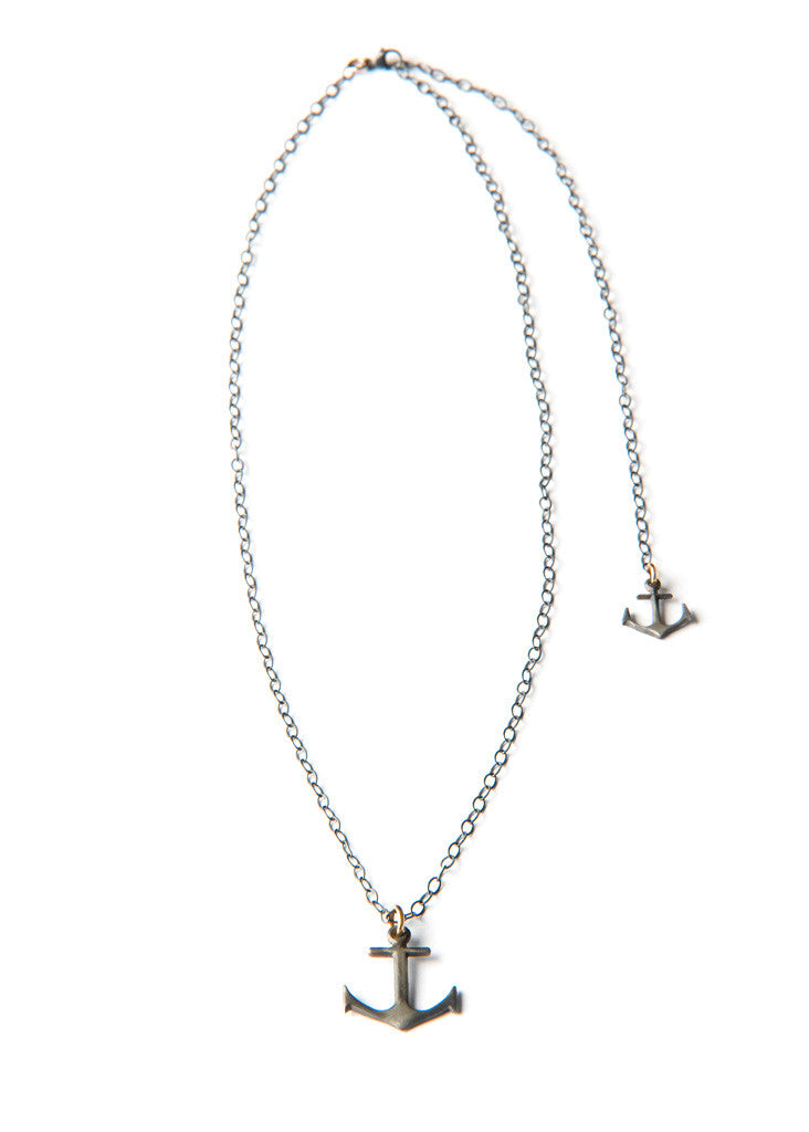 Anchor Necklace - Silver double anchor