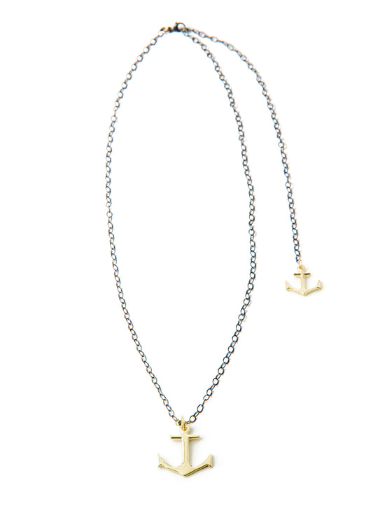 Anchor Necklace - Gold double anchor