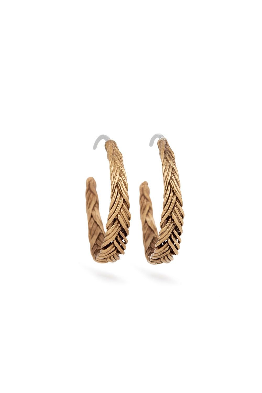 Braid Earrings - Bronze hoops small