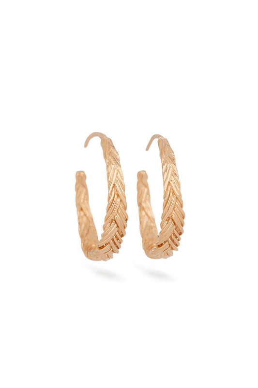 Braid Earrings - Pink Gold hoops small