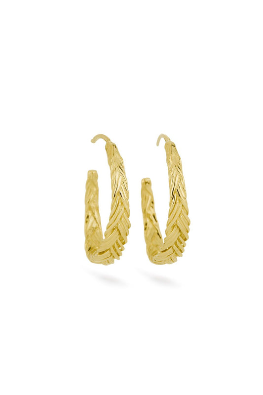 Braid Earrings - Gold hoops small