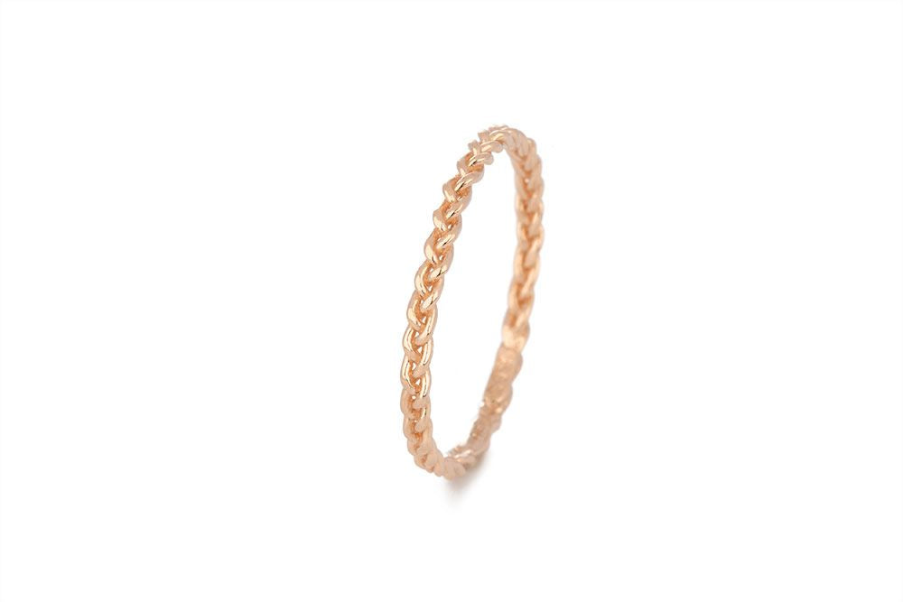 Braid Ring - Pink Gold rope braid