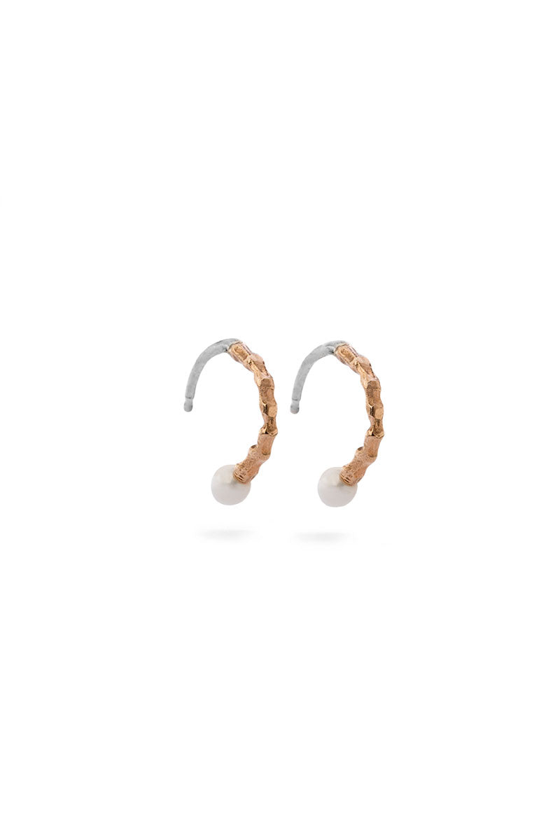 Milagros - earrings -small bronze spine with pearl