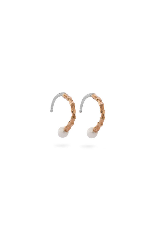 Milagros - earrings -small bronze spine with pearl