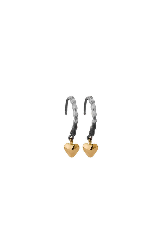 Milagros - earrings - silver spine with gold heart
