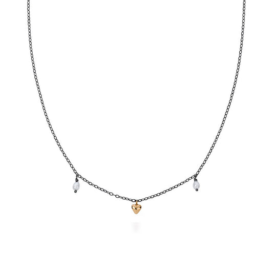 Milagros - necklace - small gold heart with pearls