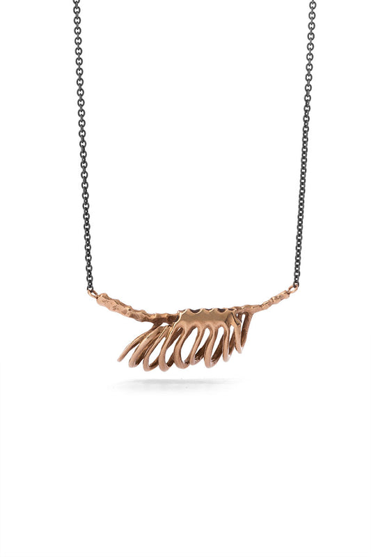 Milagros - necklace - bronze rib cage