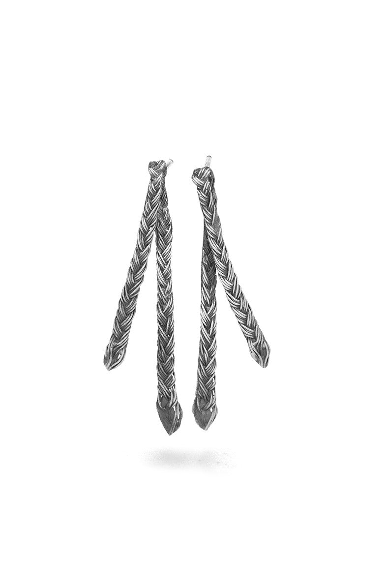 Braid Earrings - Silver double thin braid