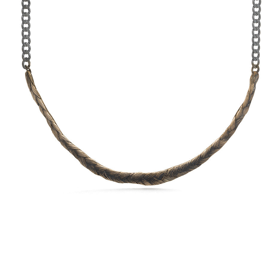 Braid Necklace - thick bronze braid