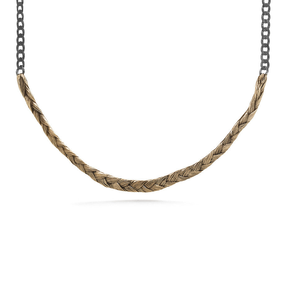Braid Necklace - thick bronze braid