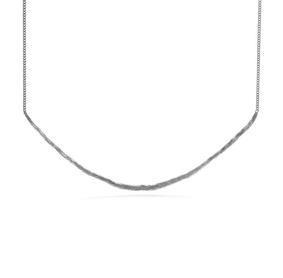 Braid Necklace - Single thin silver braid