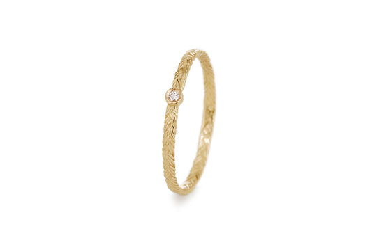 Braid Ring - Gold with white diamond