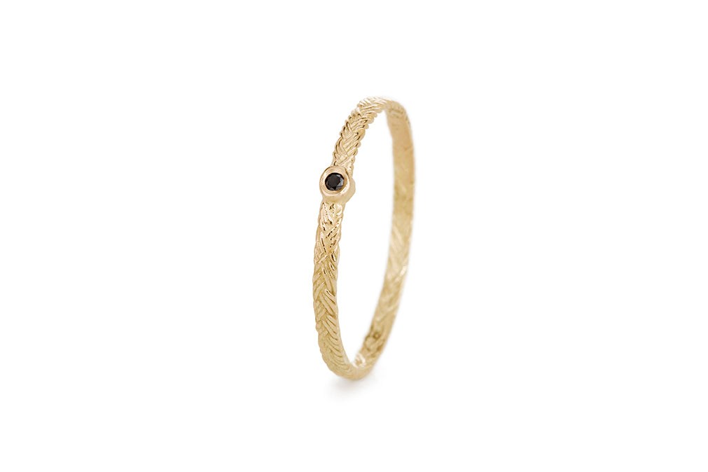 Braid Ring - Gold with black diamond