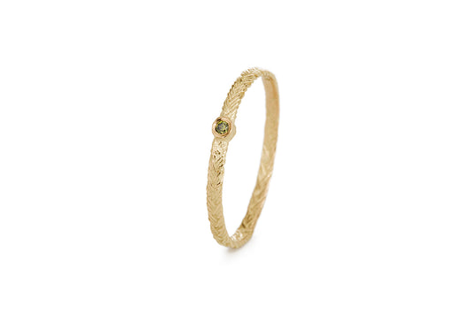 Braid Ring - Gold with green diamond