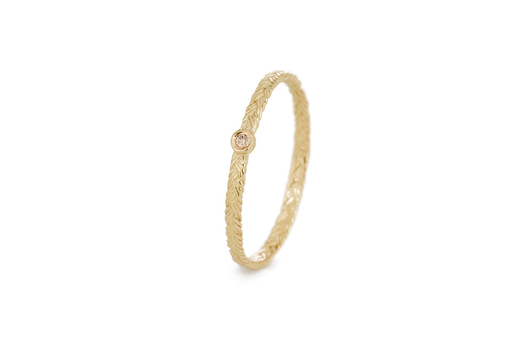 Braid Ring - Gold with champagne diamond