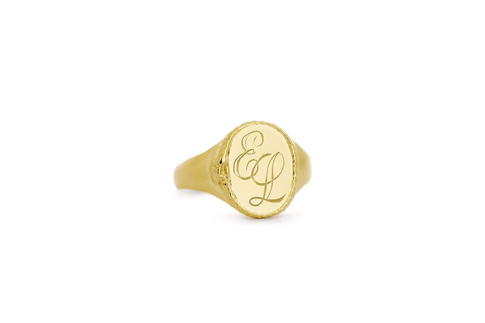 Ouroboros ring - gold oval signet