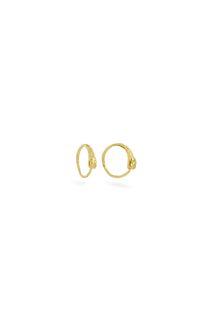 Ouroboros earrings - mini 14 ct. gold snakes